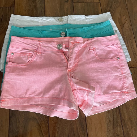 Celebrity Pink Pants - Celebrity Pink, White, and Green and peachy pink Shorts